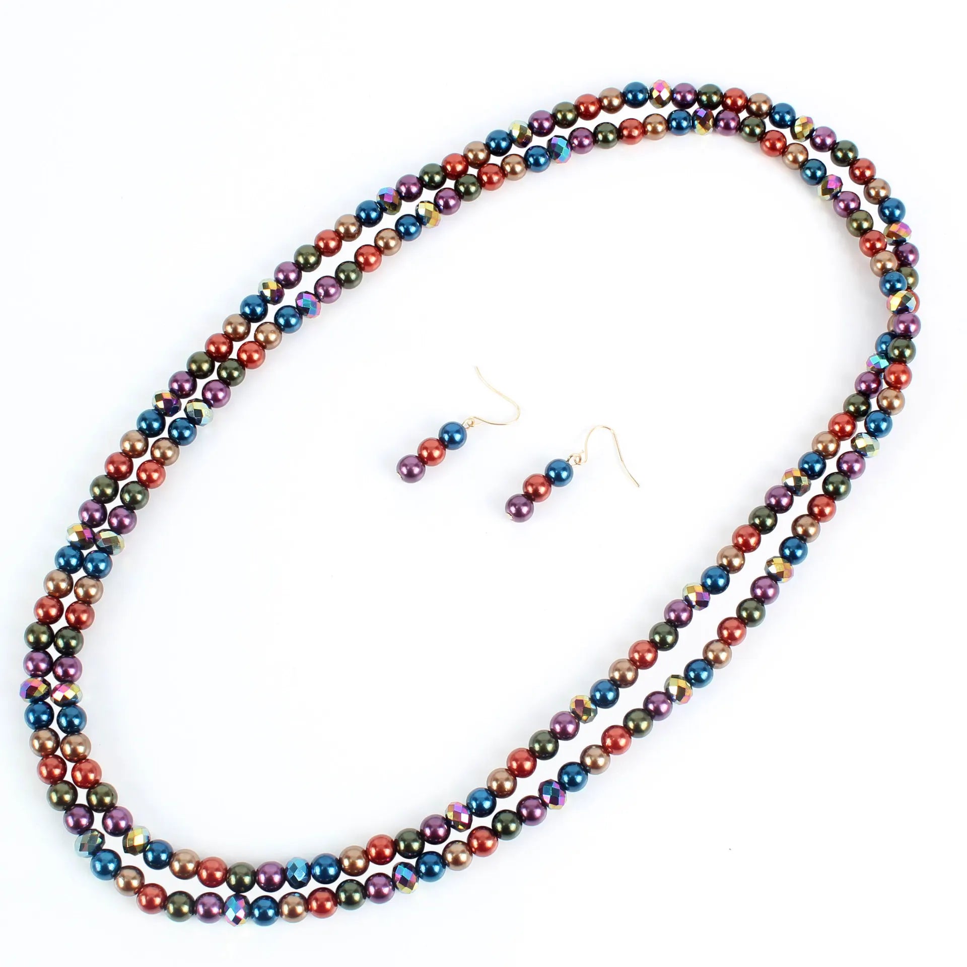 T10040 Wholesale Fashion Pearls Jewelry Set Women Pearls Long Necklace Earrings Set