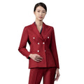 Women's Slim Casual Coat Korean Version Spring Autumn New Small Suit Advanced Temperament Double-Breasted Button Spandex Long
