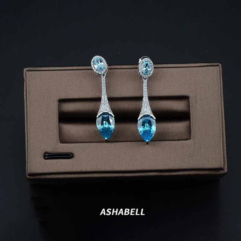 Fashion Jewelry Manufacturing Custom S925 Sterling Silver Zirconia Water Drop Design Long Drop Earring for Women Party Wedding