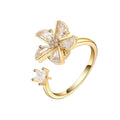 Jachon Custom Luxury Star Windmill Spin Ring Female Zircon Fashion Opening Fine Ring Jewelry