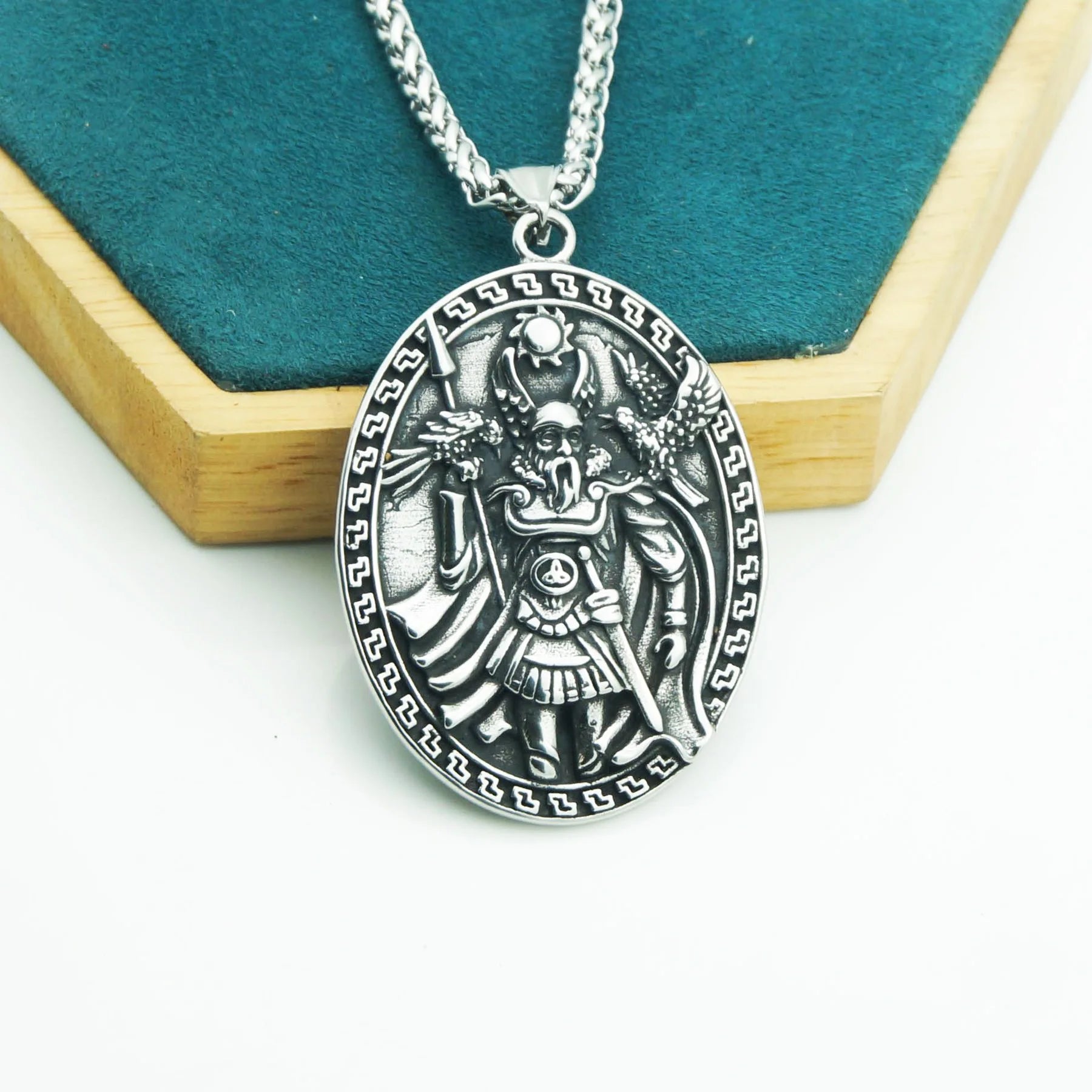 Nordic Viking Stainless Steel Double Wolf Warrior Pendant Necklace Men Hip Hop Jewelry Accessories