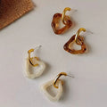 Korean Matte 14K Gold Plated Resin Stud Earrings Women Vintage Amber Irregular Geometric Triangle Acrylic Drop Earrings Girls