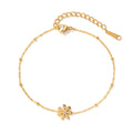 J&D Waterproof Stainless Steel Bracelet for Women 18K Gold Plated with Zircon Flower Chain Unisex Diamond Charm Bangles