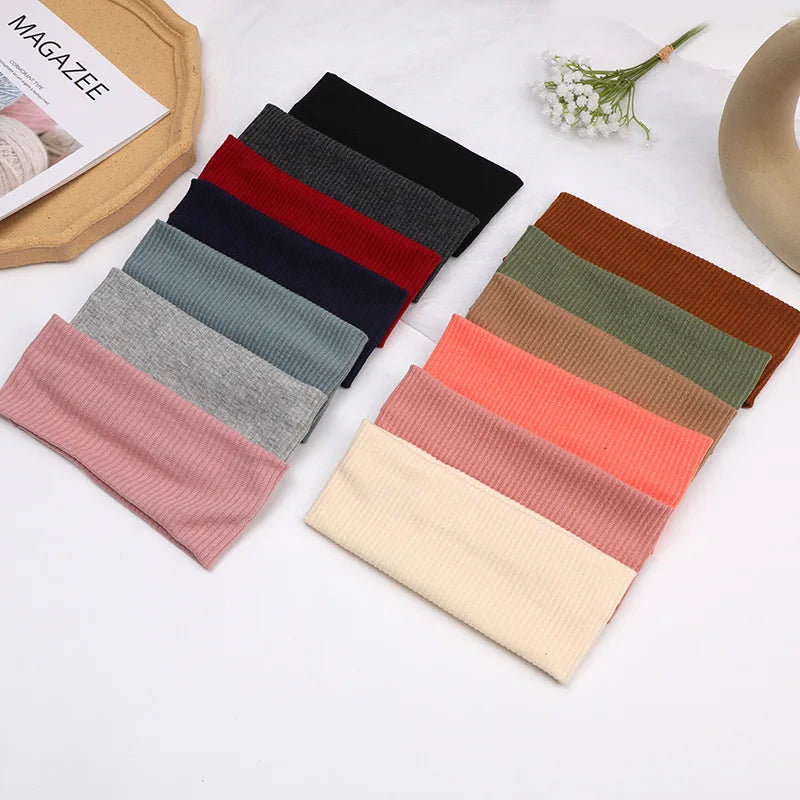 Wholesale Customized Knit Headband Wide Elastic Hairband Colors Elastic Hair Accessories for Women