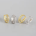 2022 Fashion Jewelry 925 Sterling Silver Hoop Earrings Triple Circle With Full Round Diamond Geometric Earring for Women