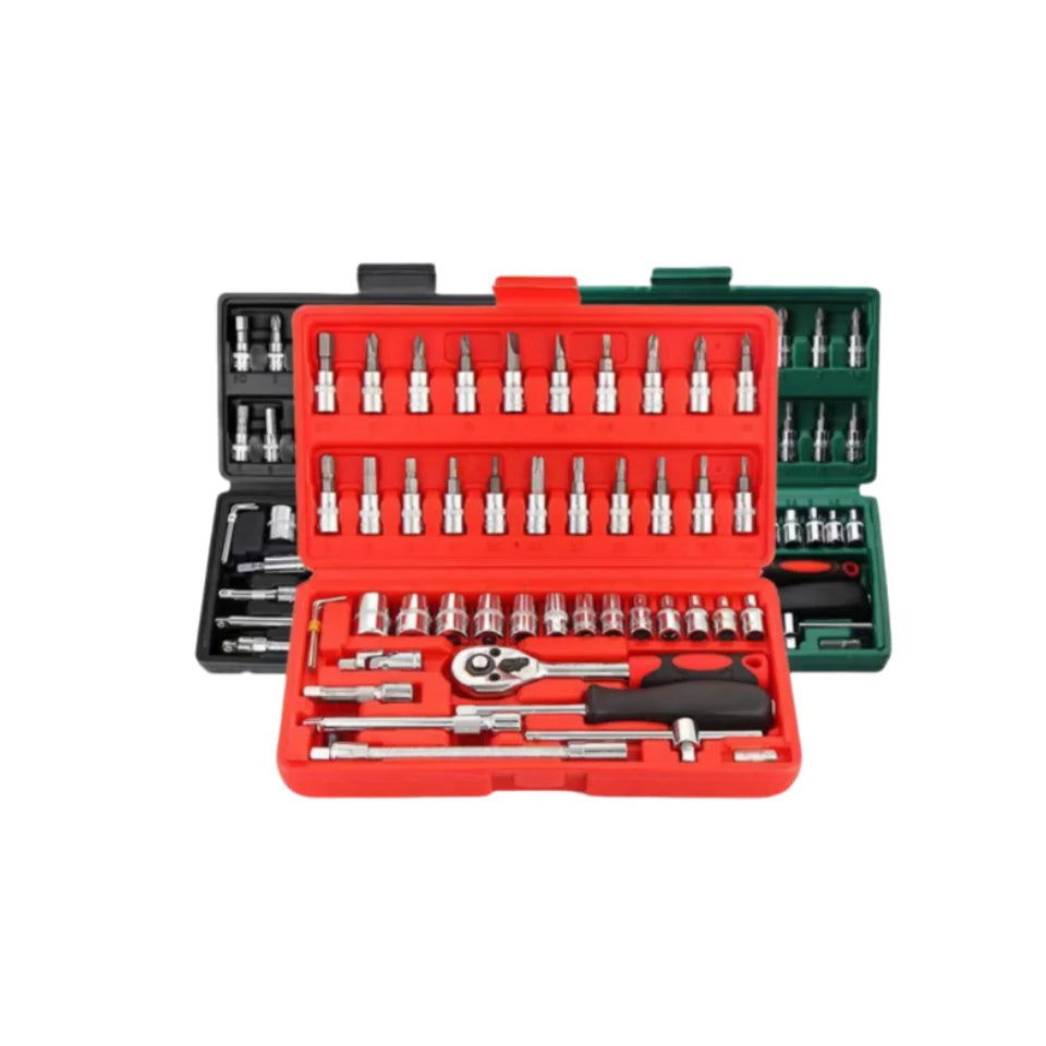 Wholesale Household Hardware Tools Set of 46pcs 1/4" Small Socket Wrench Set Car Repairing Tool Box Kit