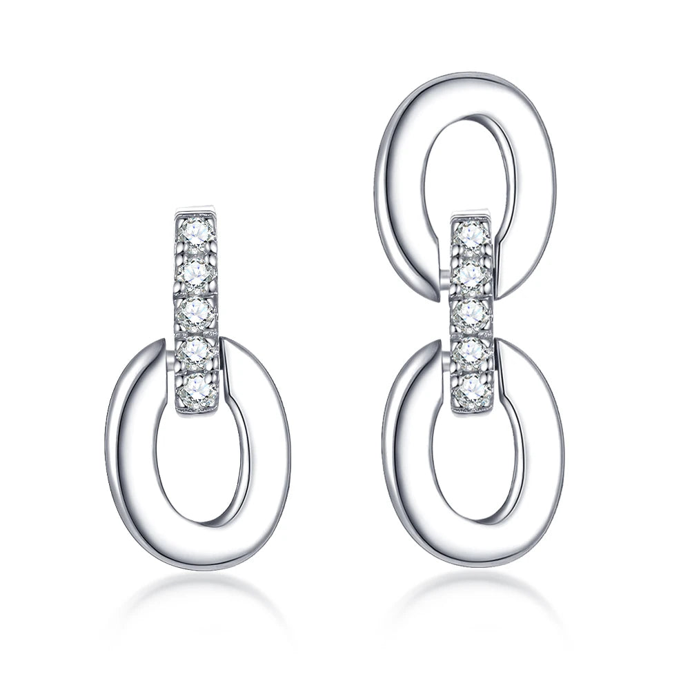 Fashion Personality Women Jewelry Earring Asymmetric AB Version Circle Fashion Zircon Stud Earrings
