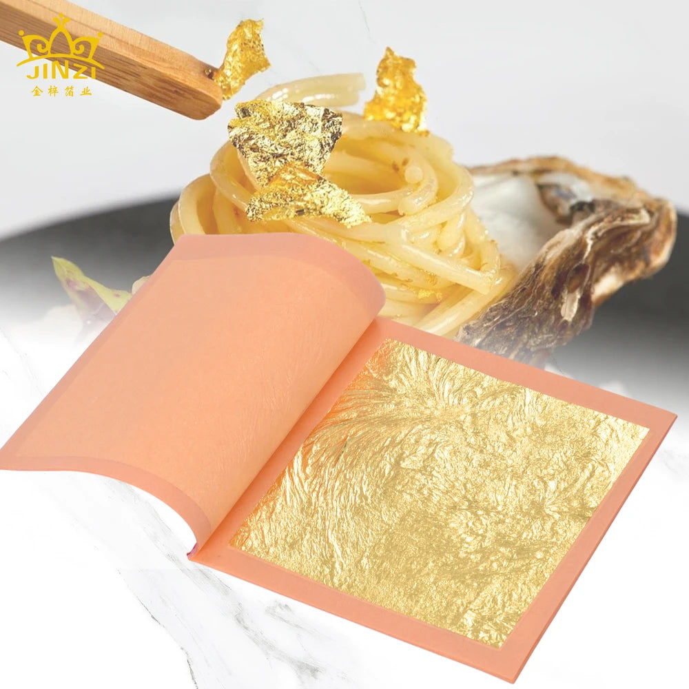 25 Pieces/Book 8 X 8 Cm 24K 99.9% Genuine Real Gold Leaf Sheets Edible Pure Gold Foil Flakes for Ice Cream Wine Food Decoration