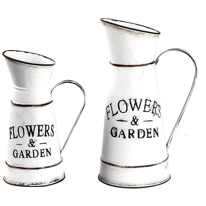 Dropshipping Shabby Chic Large Metal Jug Flower Pitcher Vase Galvanized Metal Pitcher Farmhouse Decor Jugs