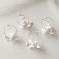 Simple Elegant Dress Accessories Bridal Statement Earring Ceramic Flower Pearl Jewelry Handmade Wedding Earrings