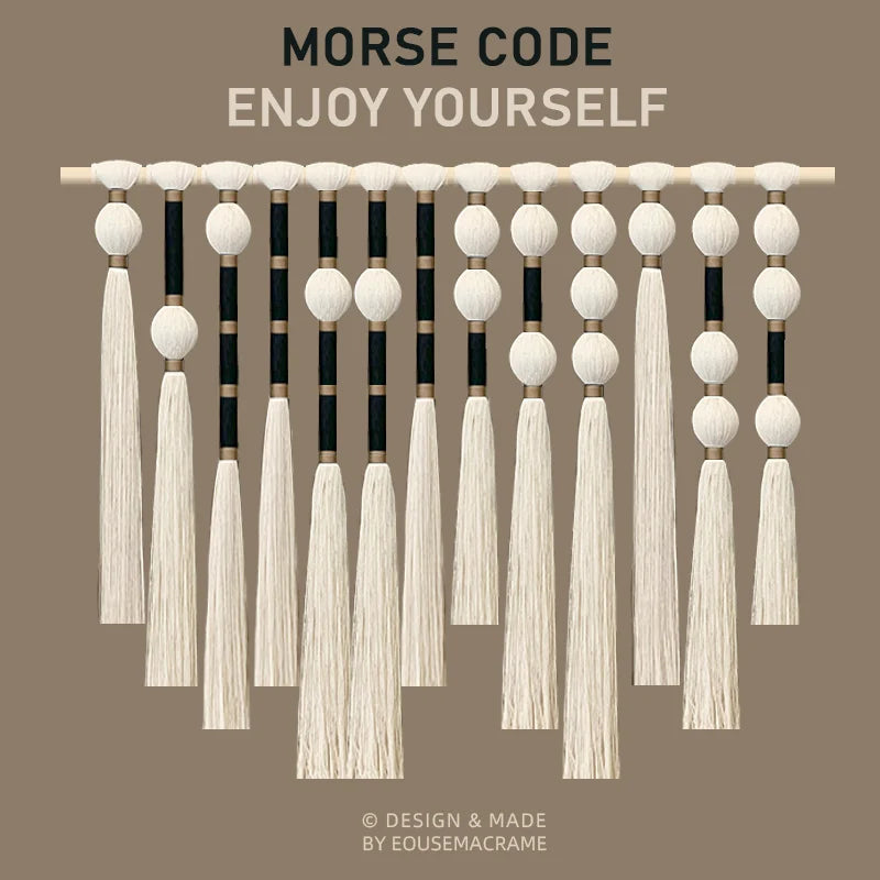 Boho Morsecode Macrame Wall Hanging Handmade Woven Romantic Christmas Gift Home Decoration Wall Art Living Room Decor