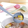 Long Handle Plastic Soup Spoon 2 in 1 Hot Pot Spoon Restaurant Household Wheat Straw Filter Spoon
