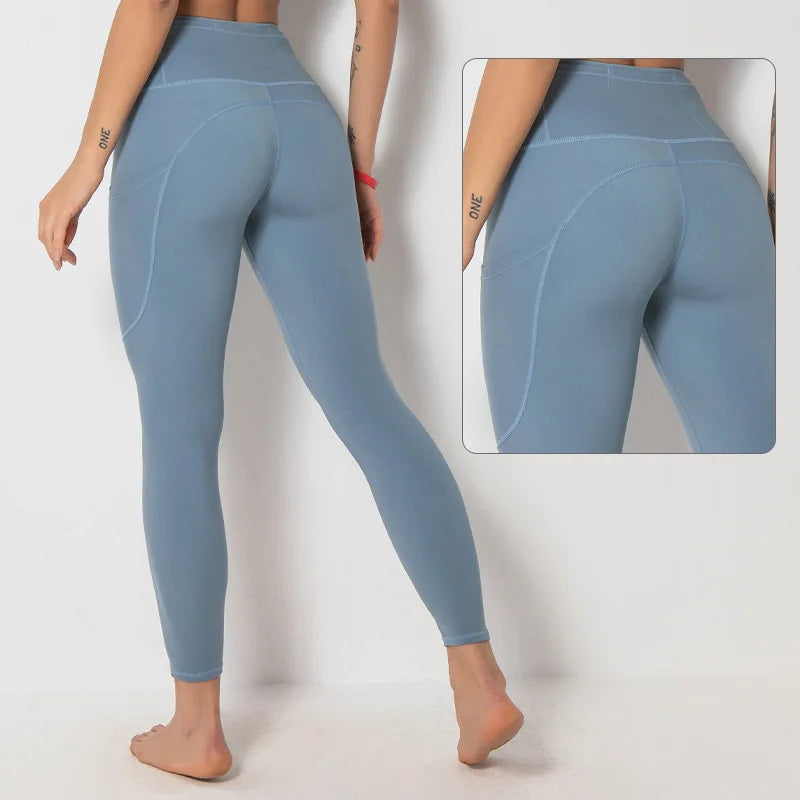 Super Quality In-stock High Waist Yoga Leggings Running Exercise Breathable Tight Pants
