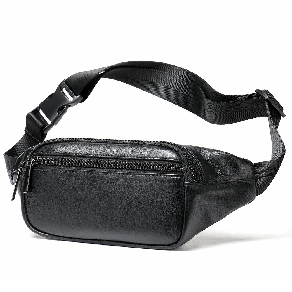 Marrant Genuine Leather Sling Bag Outdoor Travel Waist Pouch Men Shoulder Chest Bag Leather Waist Bags Fanny Pack Men