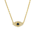 Exquisite Gold Plated Sterling Silver CZ Evil Eyes Classic Link Chain Pendant Necklace with Crystal Eye for Women