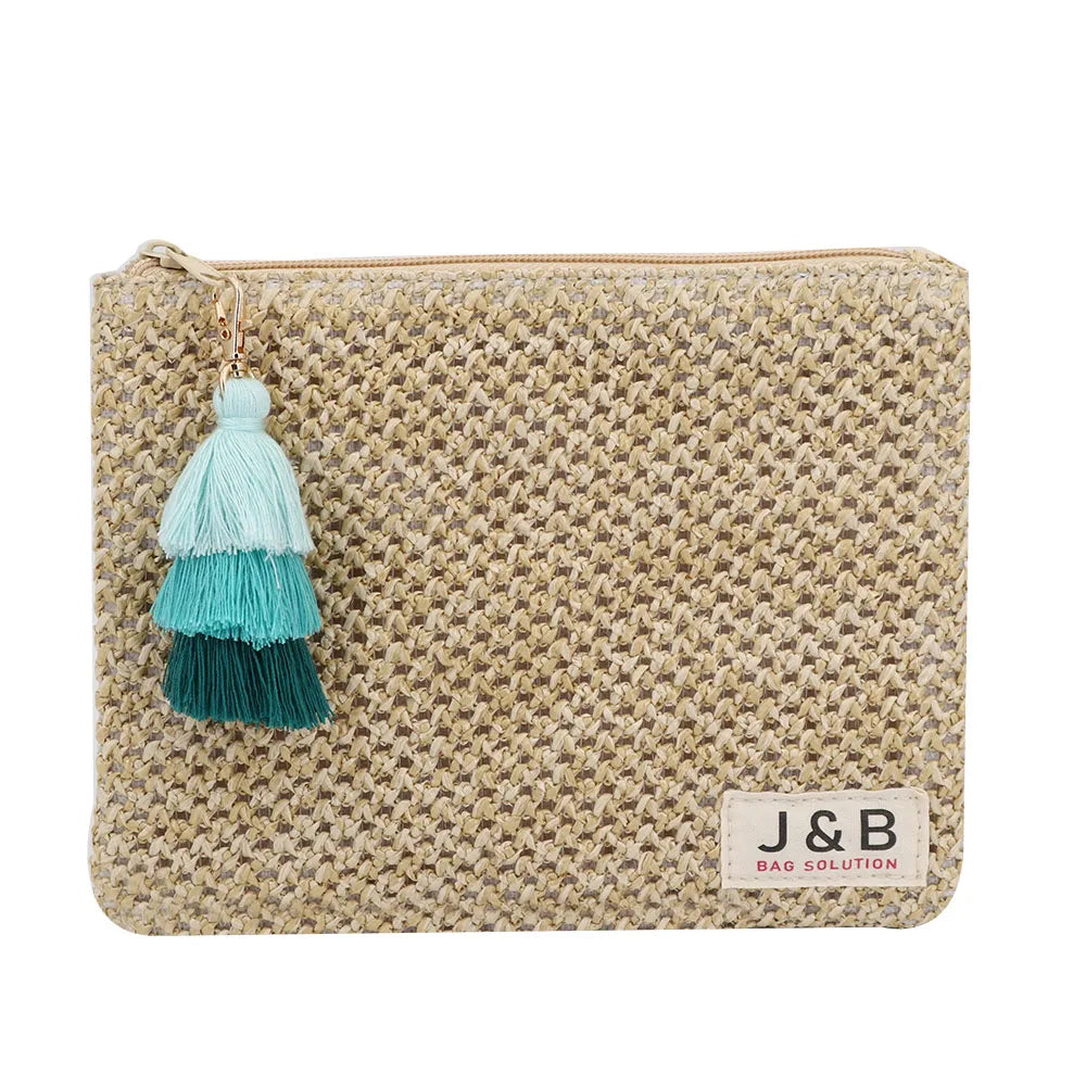 Fashion Summer Hollow Out Lady Straw Bag with Tassel Custom National Straw Clutch Beach Bag for Women