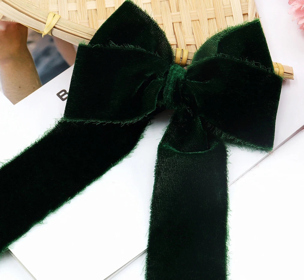 Wholesale Silk Velvet Ribbon Bow Roll  Bridal Bouquet One-sided Silk Velvet Ribbon Raw Edge for Wedding Decoration