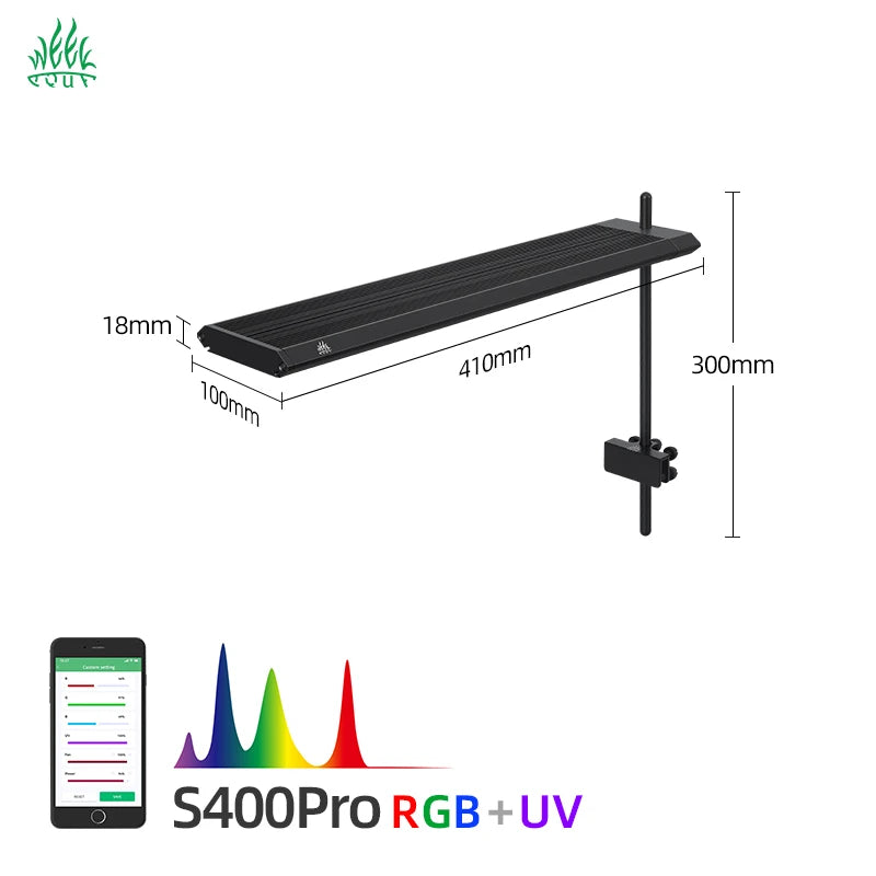 WEEK AQUA S400pro RGB+UV Full Spectrum Natural Aquarium Lights APP Control Timing Dimming for Live Plant Fish tank Light