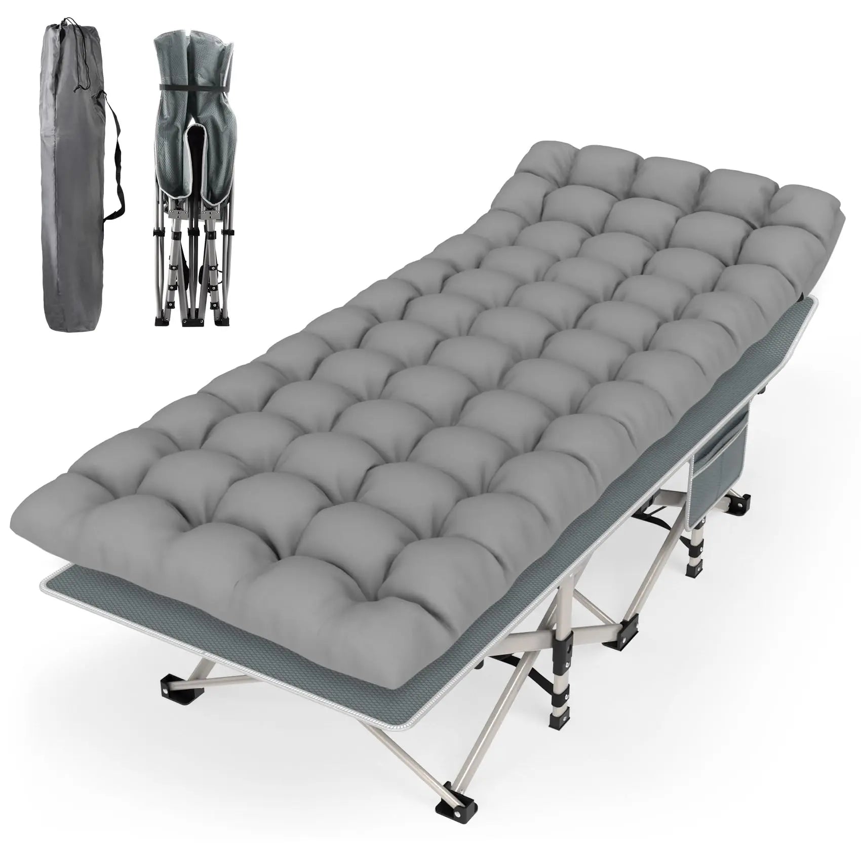 Dual Layer Oxford Folding Camping Cot for Adults Lightweight Portable Outdoor Cot Aluminium Frame Carry Bag Modern Foldable