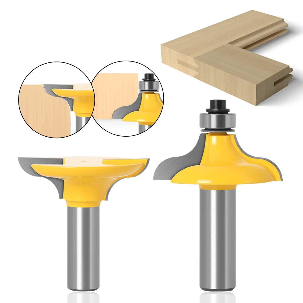 1/2 Inch 12mm 8mm Shank 2pcs Set Woodworking Milling Cutter Carpentry Tools Door Cabinet Furniture Doorframe Joint Router Bits