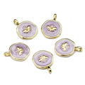 New Violet Enamel Gold Plating Bee Insect Round Charms 14x20mm Brass Necklace Pendants
