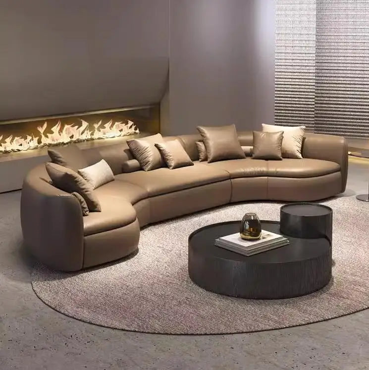 Modern Design Villa Hotel Home Furniture I Shape Leather Microfiber Fabric Sofa for Living Room