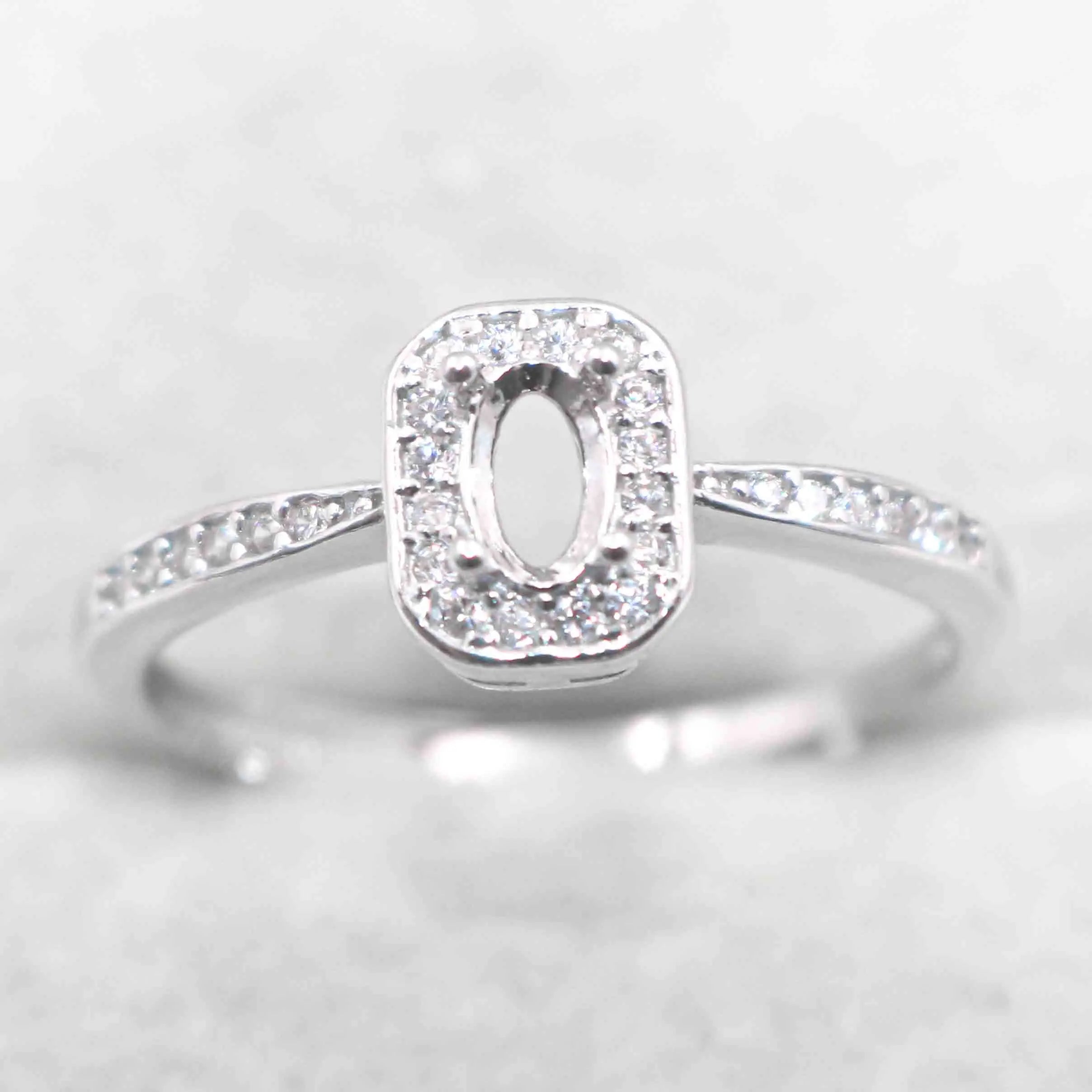 Semi Mount 3*5mm Sterling Silver Ring Frame Empty Blank Support Claw Setting S925 Base Holder Without Center Stone for DIY Inlay