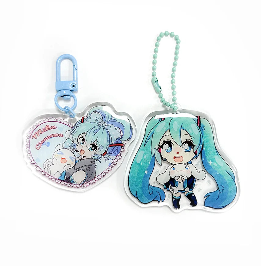 Personalized Custom Double Epoxy Printing Clear Acrylic Anime Charm Keychain with Glitter