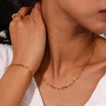 18K Real Gold Plated Stainless Steel Jewelry Set Rectangle Paper Clip Chain Necklace Bracelet for Wedding Engagement for Women