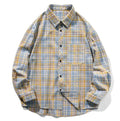 Wholesale Men's Retro Plaid Long Sleeved Shirt Men's Casual Oversized Loose Lapel Collar Shirts