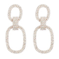 Ladies Fashion Chic Alloy Material Oval Rhinestone Drop Dangle Long Hoop Earring Party Performance Earrings Manufacturer