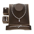 Drop Shipping Vintage Luxury Zirconia Necklace Bracelet Earrings Ring Wedding 4pcs Jewelry Sets Exquisite Set CN1709  Bisuteria