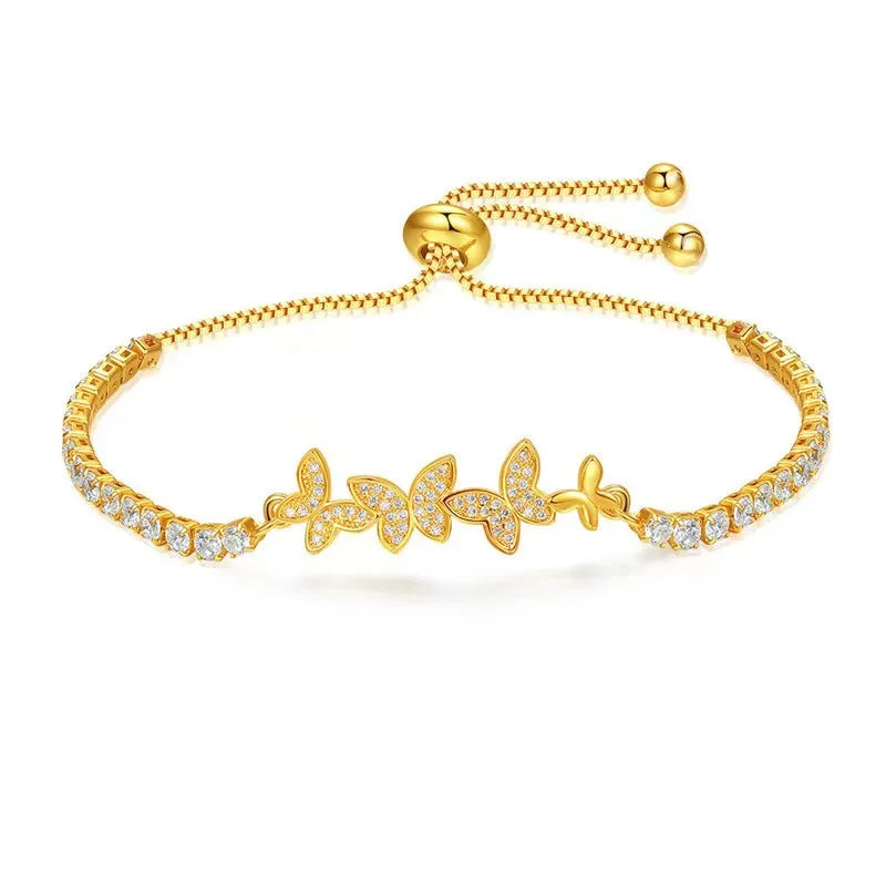 Korean Simple Ins Adjustable Exquisite Butterfly Zircon Bracelet Tennis Bracelet Suitable for Women