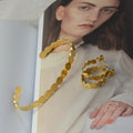 Ins Style Minimalist Oval Patchwork Stainless Steel Earrings Bracelet Set