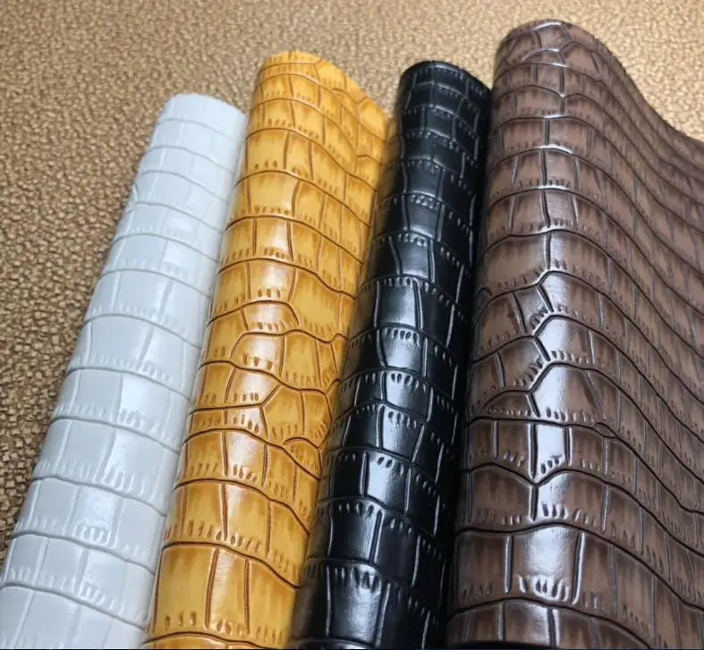 Waterproof PVC Vegan Synthetic Leather Fabric Crocodile Design Bright Colors for Garments Sofa Bag Hair Bows Decorative Packages
