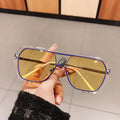 Luxury Retro Oversized Yellow Lens Sunglasses Double Beam Sunglasses Large Frame One Piece Square Sunglasses