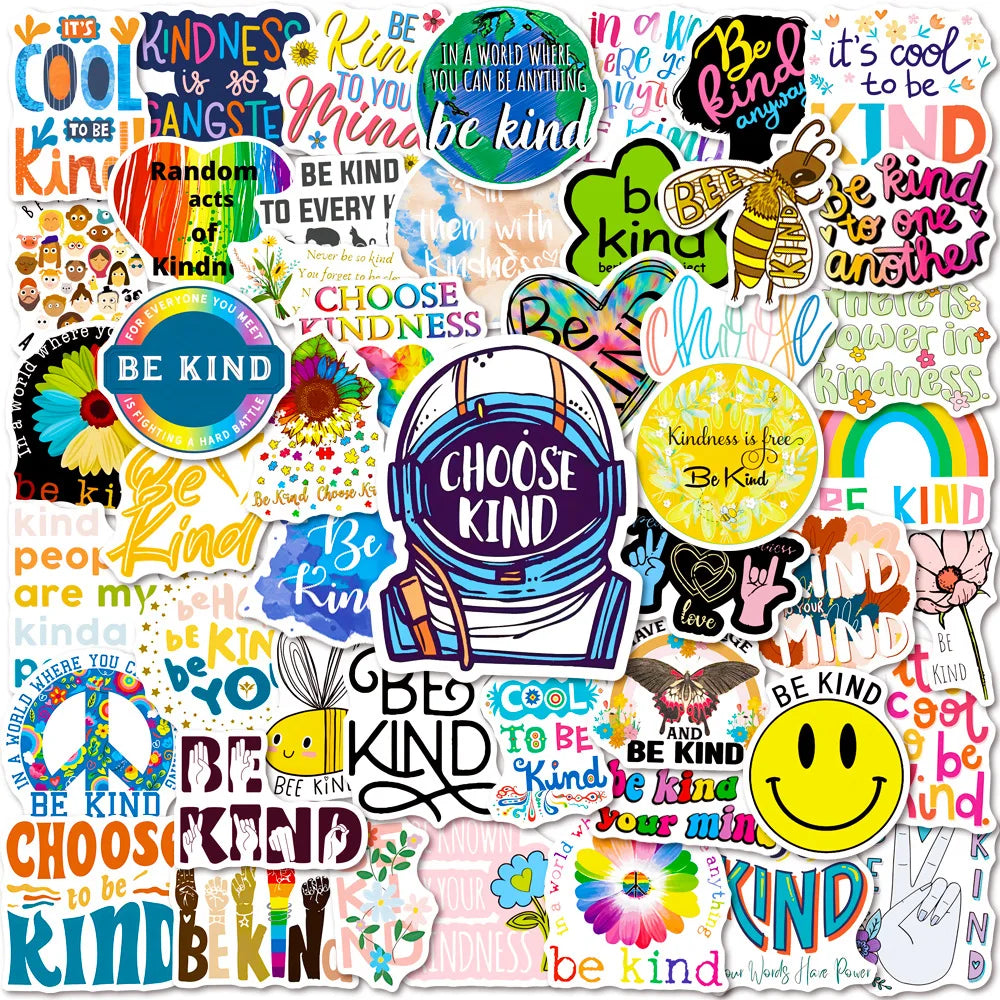 50PCS Aesthetic Art Inspirational Quote Decals Motivational Saying Be Kind Sticker