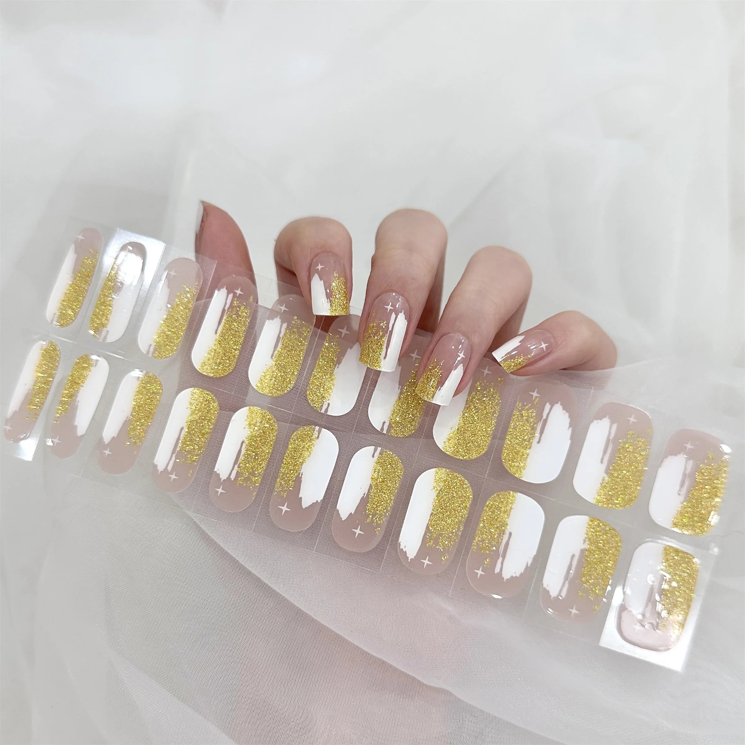 Custom Designer Nail Art Wraps Sticker Decals Strips Semi Cured Gel Polish Nail Sticker
