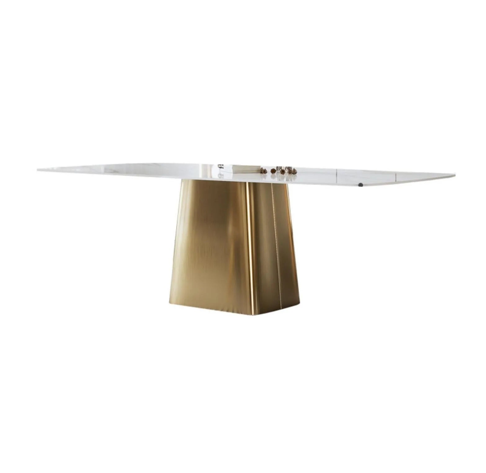 Rectangular Metal Stone Modern Dining Tables Set Luxury Sealing Glaze Marble Dining Tables