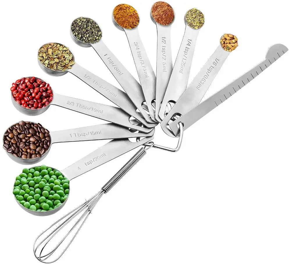 11pcs Stainless Steel Measuring Spoon Set Kitchen Metal Measuring Cup Tool Set MegaBDM
