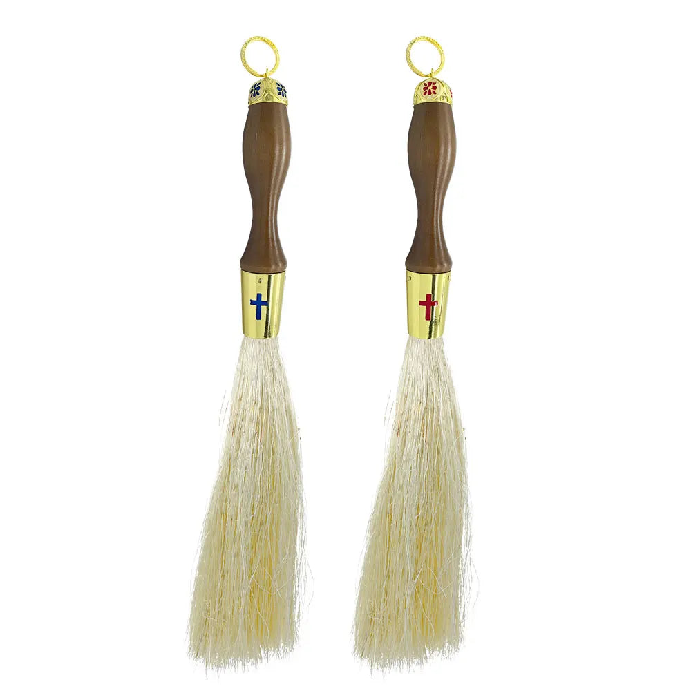 Ready Stock Religious Ritual Supplies Alloy Craved Metal Gold-plating Church Sprinkler With Artificial Wool Church Ornament