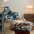 LNS Modern Style Boho Style Fashionable Geometric Pattern 100% Cotton Soft Knitted Throw Blanket for Sofa Couch Bed