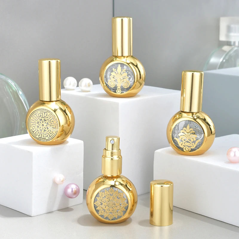 Popular Luxury Design Gold Engraving Hot Stamping 15ml Perfume Spray Bottle Glass Bottle Perfume