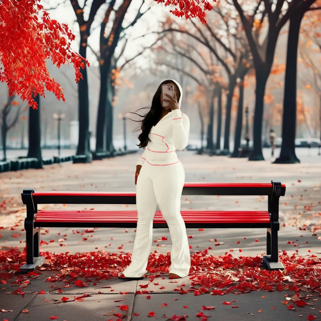 Autumn Long Sleeve Zipper Coat Leggings Casual Coat Top and Long Pants 2 Piece Fall Set Women