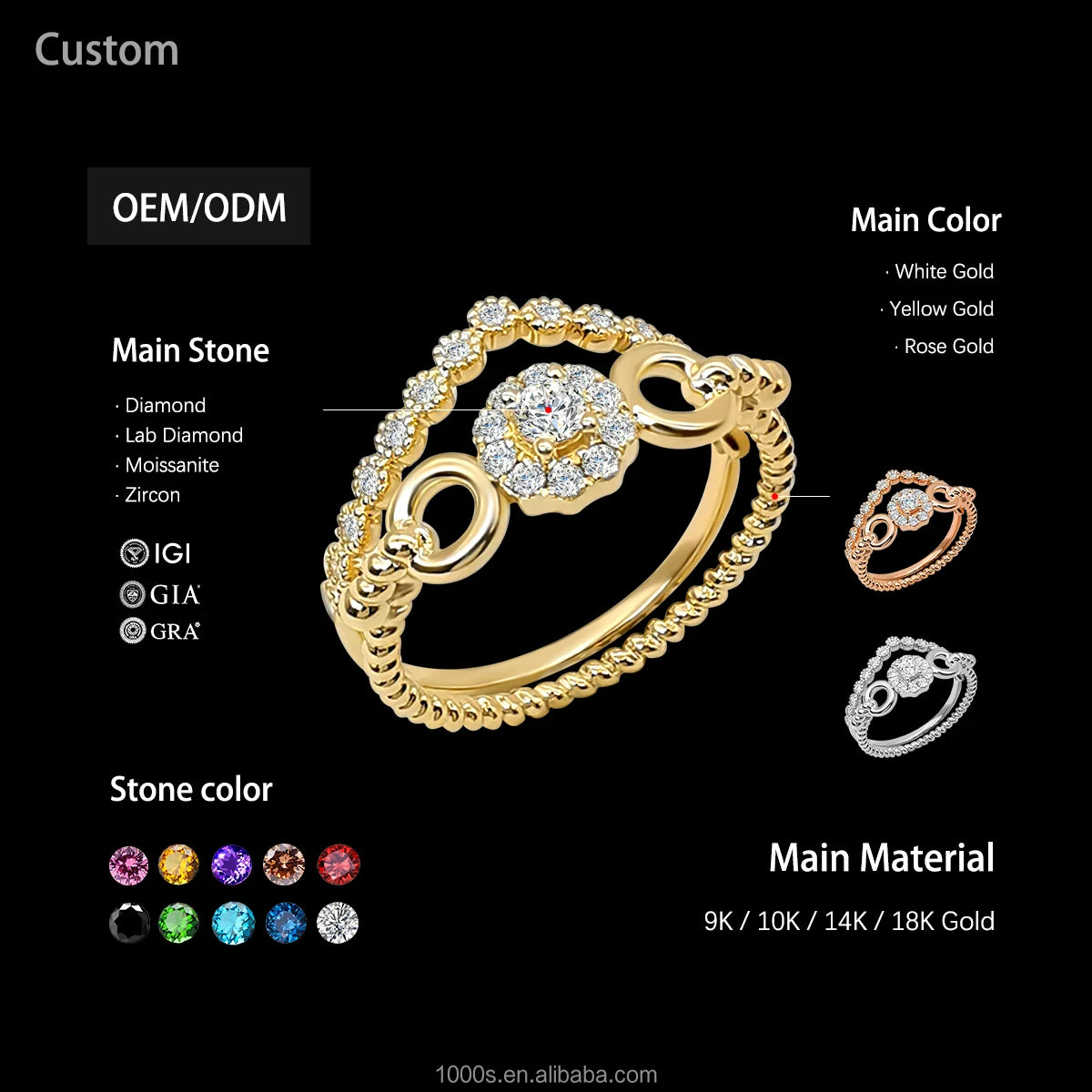 14K Real Gold Wedding Ring Set Romantic Lab Grown Diamond Brilliant Cut Engagement Gift Anniversary Party Third Party Certified