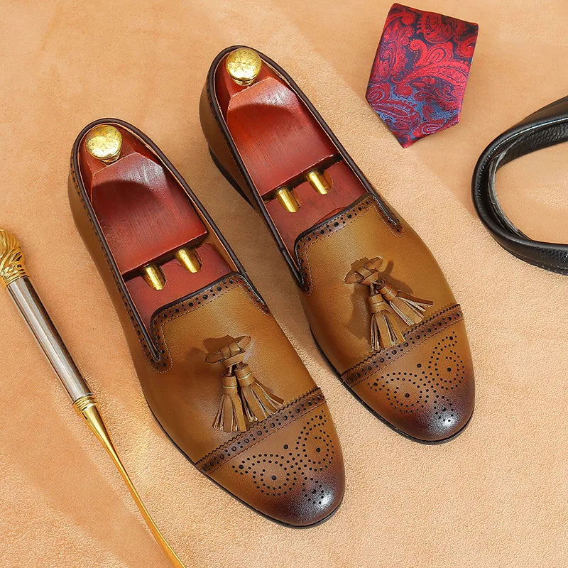 Luxury Business Oxford Genuine Leather Shoes Breathable Dress Shoe Male Office Wedding Flats Footwear Formal Shoes for Men