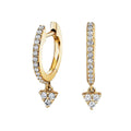 LOZRUNVE Fashion 925 Silver Three Diamond Cluster Drop Hoop Earring 18k Gold Plated Jewelry