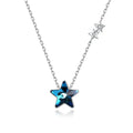 Trendy Dainty 925 Sterling Silver Pendant with Simple Elegant Blue Star CZ Diamond Thin Chain Necklace for Girls