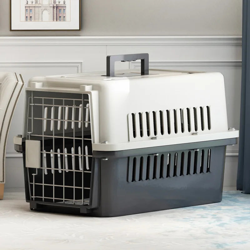 Portable Luxury Classic Metal Plastic Pet Travel Carrier for Dogs Cats Medium/Large Breed Outdoor Use Folding China Standard