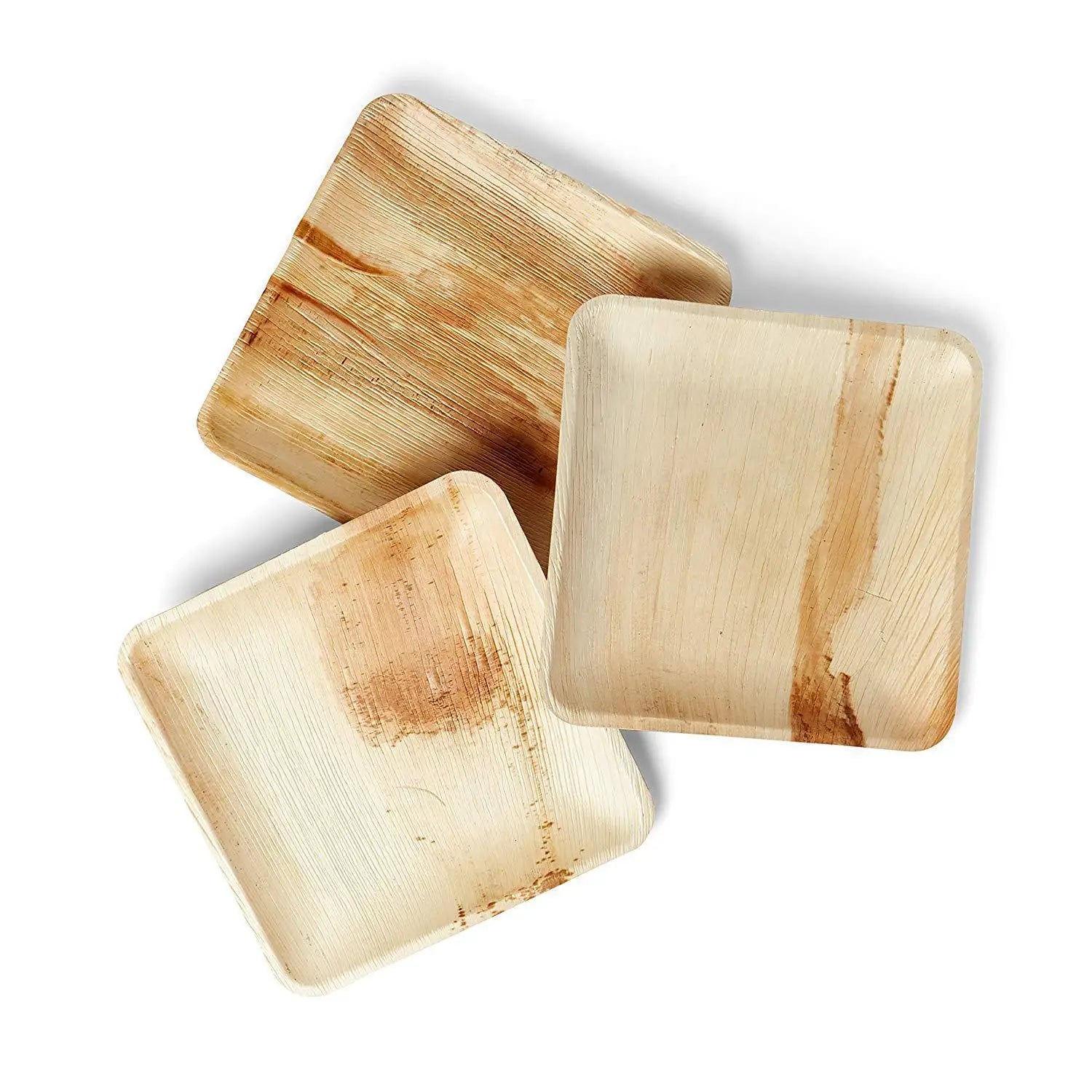 10" Palm Leaf Disposable Plate Food Serving Tray | 100% Biodegradable & Natural Bamboo Plates Wooden Dishes